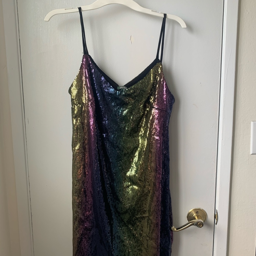 Sequin Rainbow Mini Dress